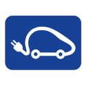 Photo : Panneau logo véhicule électrique blanc sur fond bleu