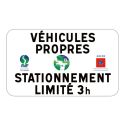 Photo : Panneau de stationnement pour véhicules propres limité à 3 heures