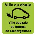 Photo : Panneau Ville équipée de bornes de rechargement 350 x 350 mm  (2 rails au dos) - Classe 1 (T1) - Dos brut