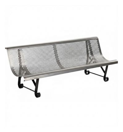 Banc public en tôle perforée trous ronds 2 pieds galva