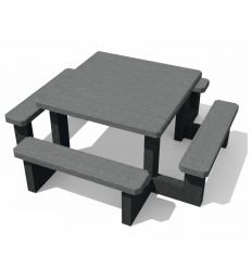 Table extérieur pour enfant en plastique recyclé grise pied noir