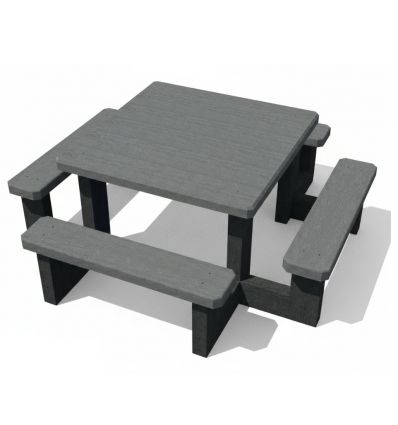Table extérieur pour enfant en plastique recyclé grise pied noir