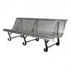 Banc public en tôle perforée trous ronds 3 pieds galva