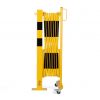 Barrière extensible industrielle avec poteau fixe jaune et noir 