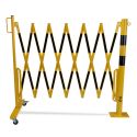 Photo : Barrière extensible industrielle avec poteau fixe Jaune / Noir - 3600 mm - Ø 60 mm