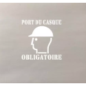 Photo : Pochoir port du casque de sécurité obligatoire avec texte