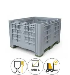 Palox Plastique Agricole Ajouré pour Fruits et Légumes (lot de 3) - 690L