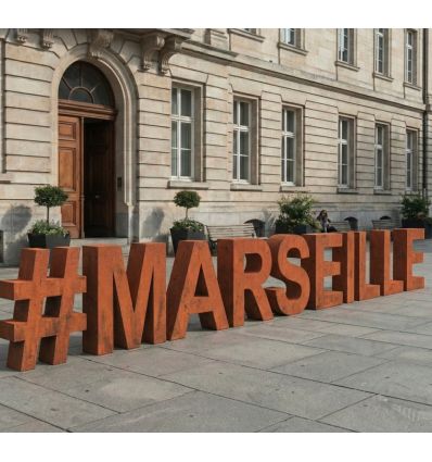 Exemple lettres géantes Marseille en Corten