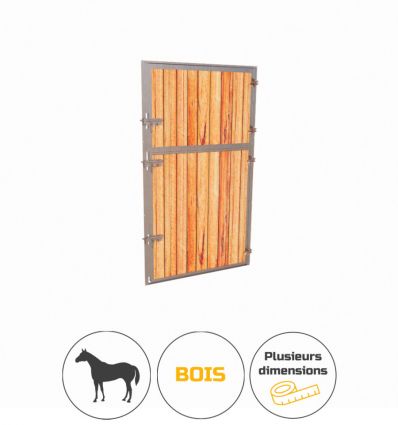 Porte en bois pour box à cheval deux battants pleins
