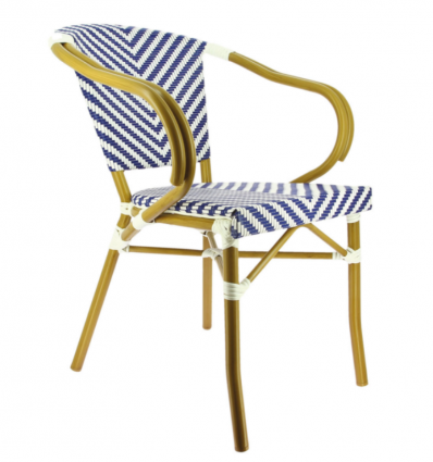 Fauteuil en textilène empilable avec structure en aluminium