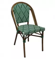 Chaise bistrot aluminium et rotin naturel