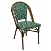 Chaise bistrot aluminium et rotin naturel tressage wicker vert et blanc