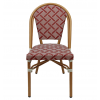 Chaise bistrot beige et bordeaux de face
