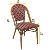 Dimensions de la chaise bistrot beige et bordeaux