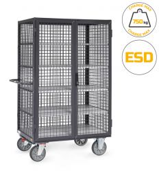 Chariot esd armoire roulante grillagée 750kg