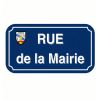 Plaque émaillée avec blason - fond bleu police ombré