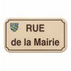 Plaque émaillée avec blason - fond ivoire écriture marron