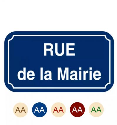Plaque de rue bleue en aluminium écriture Clarendon