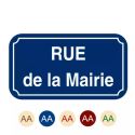 Photo : Plaque de rue en aluminium Plaque bleu - texte blanc pur 9010 - Axel Mit Schatten - Murale - 450 x 250 mm