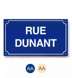 Plaque de rue personnalisée émaillée bleue écriture blanche