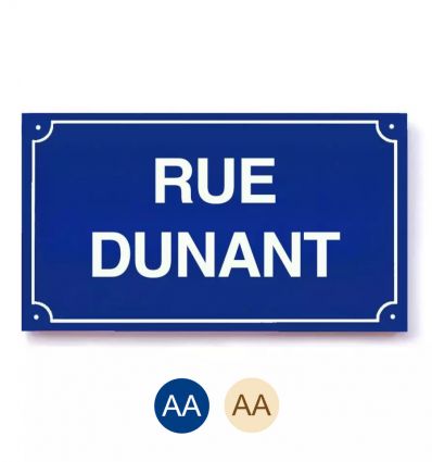 Plaque de rue personnalisée émaillée bleue écriture blanche