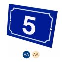 Photo : Plaque de numéro de rue en aluminium Plaque numéro plate - 150 x 100 mm - liseré concave - Plaque bleu - texte blanc pur 9010 - Helvetica Bold