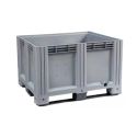 Photo : Caisse palette plastique pleine 1200 x 1000 mm Gris - 3 semelles - À l'unité - Sans