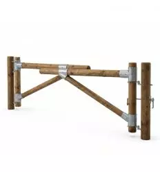 Barrière Pivotante bois double battant chicane