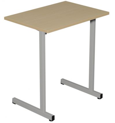 Table scolaire monoplace avec plateau mélaminé et chant ABS 2 mm T4 à T6 gris