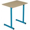 Table scolaire 1 place avec plateau stratifié 8/10e chant PU T4 à T6 pieds bleu RAL 5015