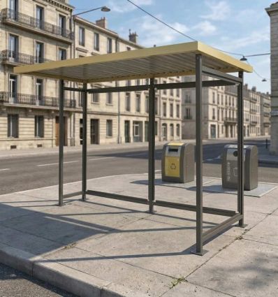 Abribus en acier et plexiglas