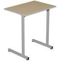 Photo : Table scolaire individuelle 70 x 50 cm Persée T4 - Hauteur de plateau 64 cm - Gris - RAL 9006 - Plateau mélaminé et chant ABS - Sans