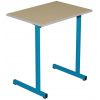 Table scolaire individuelle avec plateau mélaminé 19 mm et chant ABS T4 à T6 pieds bleu RAL 5015