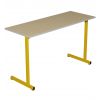 Table école 2 places gamme Persée avec plateau mélaminé et chant ABS - Jaune RAL 1003