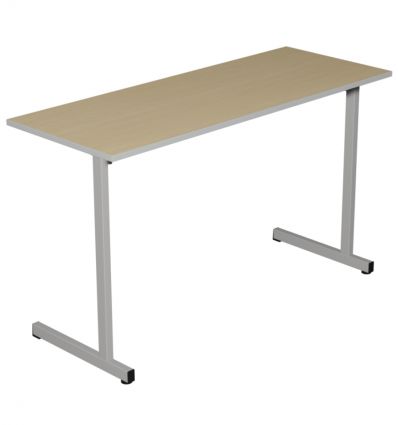 Table scolaire biplace plateau mélaminé et chant ABS 2 mm - T4 à T6 - gris RAL 9006