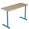 Table école duo panneau stratifié 8/10 chant alaise bois - T4 à T6 - bleu RAL 5015