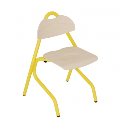 Chaise cantine maternelle et primaire 4 pieds jaune