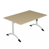 Table de cantine rectangle pieds latéraux arrondis blanc 140 x 80 cm