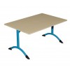 Table de cantine rectangle pieds latéraux arrondis bleu ciel 140 x 80 cm