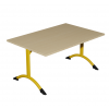 Table de cantine rectangle pieds latéraux arrondis jaune 140 x 80 cm