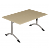 Table de cantine rectangle pieds latéraux arrondis RAL9007 140 x 80 cm