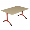Table de cantine rectangle pieds latéraux arrondis rouge 140 x 80 cm