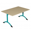 Table de cantine rectangle pieds latéraux arrondis turquoise 140 x 80 cm