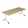 Table de cantine rectangle pieds latéraux arrondis blanc 160 x 80 cm