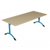 Table de cantine rectangle pieds latéraux arrondis bleu ciel 160 x 80 cm