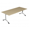 Table de cantine rectangle pieds latéraux arrondis RAL9006 160 x 80 cm