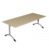 Table de cantine rectangle pieds latéraux arrondis RAL9007 160 x 80 cm