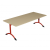 Table de cantine rectangle pieds latéraux arrondis rouge 160 x 80 cm