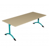 Table de cantine rectangle pieds latéraux arrondis turquoise 160 x 80 cm