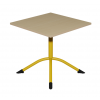 Table de cantine rectangle pieds latéraux arrondis jaune 80 x 80 cm